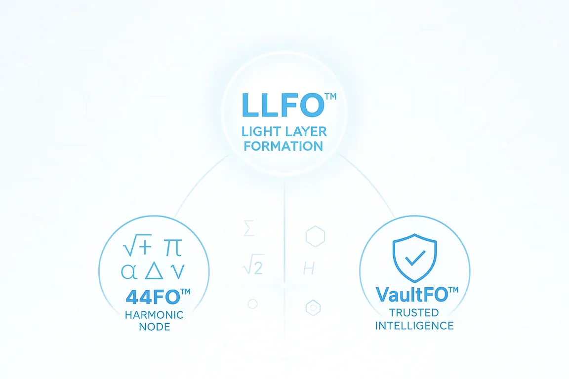 LLFO centered, connected to 44FO and VaultFO — Nozaro Nexus banner